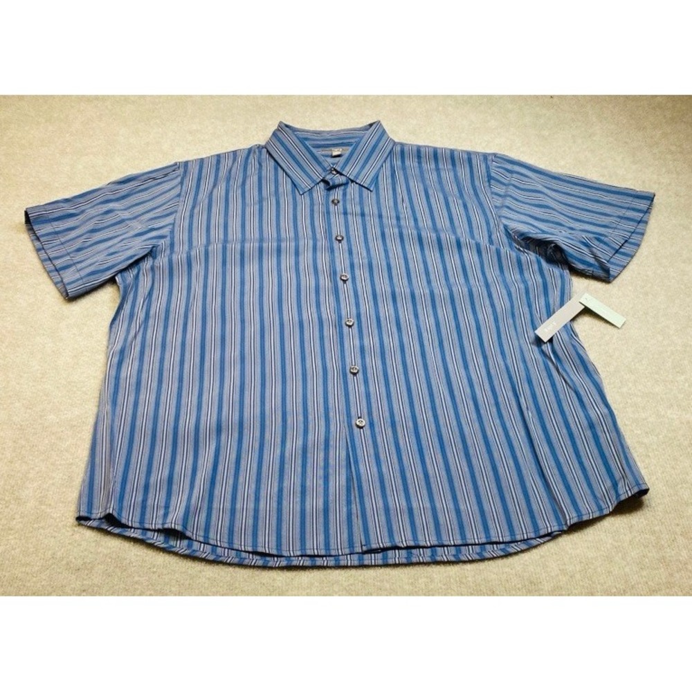 NWT Apt 9 Button Down Shirt Mens XL Blue Striped Short Sleeve Modal Blend 11738